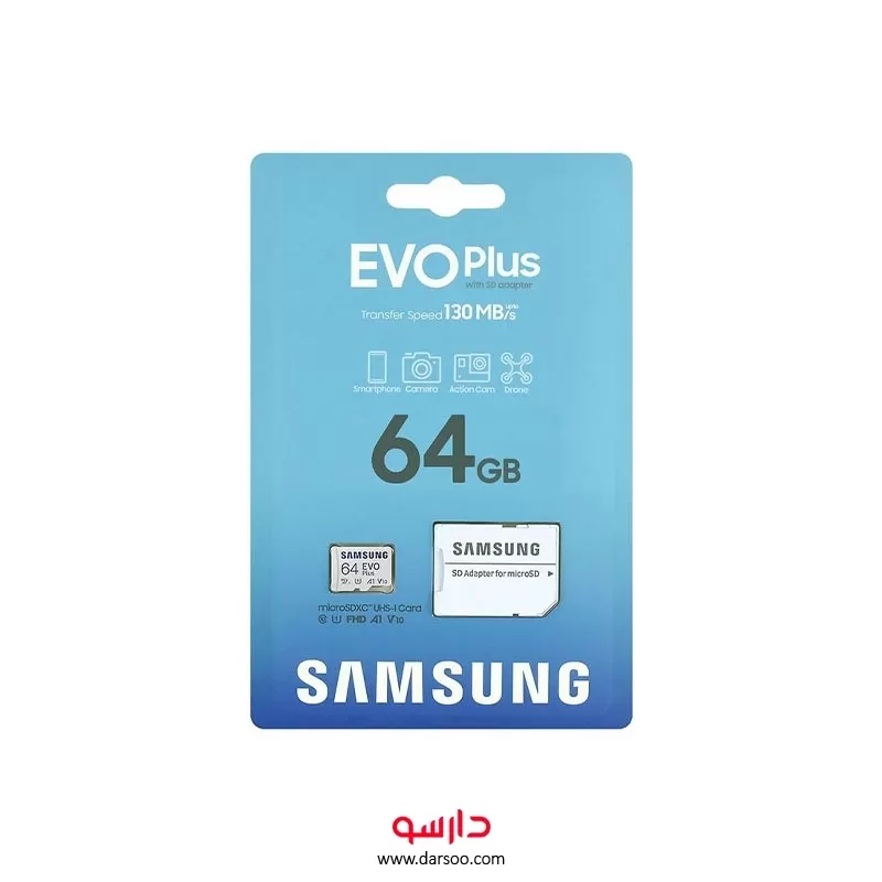 خرید کارت حافظه MicroSDXC سامسونگ (2020) Evo Plus کلاس 10 استاندارد UHS-I U1 ظرفیت 64 گیگابایت