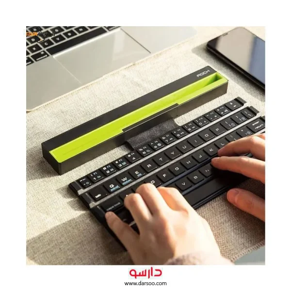 کیبورد بلوتوثی تاشو راک Rock R4 Multi-function Rollable Bluetooth Keyboard برند گرین لاین
