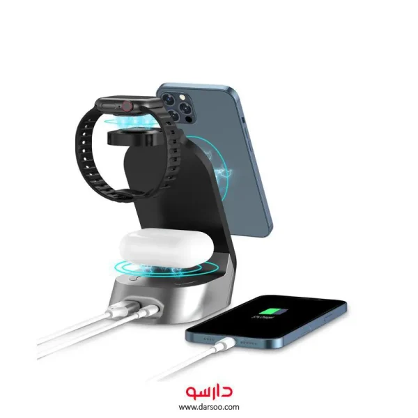 شارژر وایرلس 4 کاره ی گرین لاین Green 4 in 1 fast wireless charger 15w