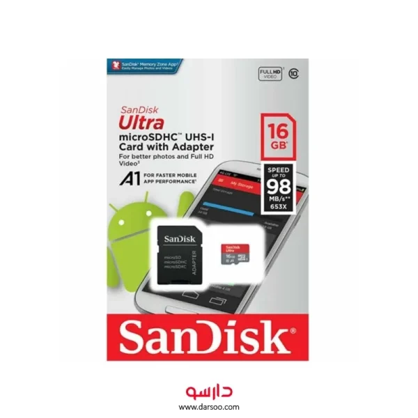 کارت حافظه microSDHC سن دیسک کلاس 10 استاندارد UHS-I U3 ظرفیت 16 گیگابایت