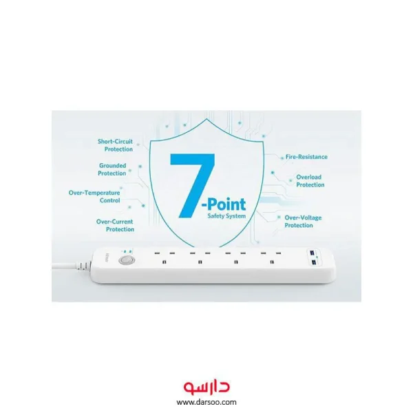 چند راهی برق 2 متری انکر | Anker 6-in-1 USB Power Strip A9141