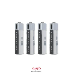 پک 4 تایی باتری قابل شارژ پاورولوجی مدل USB Rechargeable Battery-AA